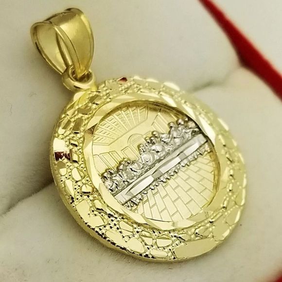 Real 10K Gold Last Supper Charm Nugget Border - Picture 2 of 4
